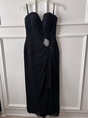 Jovani Black Strapless Sweetheart Dress with Rhinestone Brooch